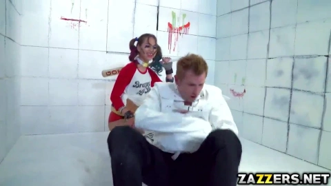 Skinny Harley Quinn rides the doctor's big dick
